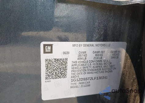 2020 Chevrolet Malibu Fwd Lt from USA, damaged, VIN 1G1ZD5ST2LF130341